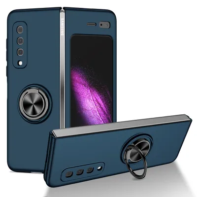 Obrázek produktu pro Tenké tvrdé PC pouzdro pro Samsung Galaxy Fold 2019, s prstencovým stojánkem Tmavě modrá