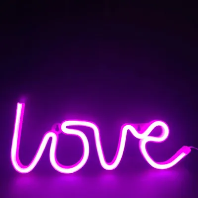 Image de ACA Lighting LOVE, lampe LED néon 118, alimentée par piles (3 x AA) ou USB, rose, IP20, 35,5 x 2 x 13 cm X041187322