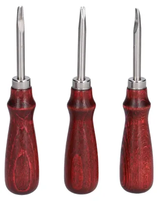 Produktbild von 3-teiliges Lederkantenschneider, scharfes professionelles Trimm-Arbeitsset mit Holzgriff für DIY-Handwerksschneiden