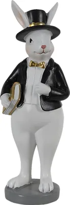 Produktbild von Clayre & Eef Figur Kaninchen 7x7x20 cm Schwarz Weiß Polyresin