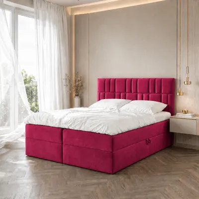 Produktbild von Boxspringbett TEO1 180x200 Bettkästen|Topper|Doppelbett|Bonell-Matratze|Polsterbett|Bett|Schlafzimmer-Rotwein