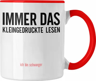 Produktbild von Trendation - Schwangerschaftsverkündung Tasse Immer Das Kleingedruckte Lesen Schwangerschaft Verkünden Ideen Du Wirst Oma Werdende Mama Becher (Rot)