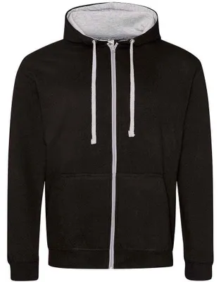 Produktbild von Awdis - "Varsity" Kapuzenpullover für Herren/Damen Uni LT2346 (L) (Pechschwarz/Grau meliert)