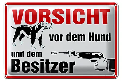 Produktbild von Blechschild Tiere 30x20cm Vorsicht vor Hund und Besitzer