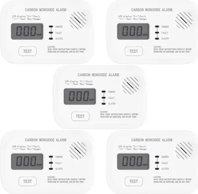 Immagine prodotto di Rivelatore di CO Wiltec con display set di 5, rivelatore di monossido di carbonio incl. batterie sostituibili