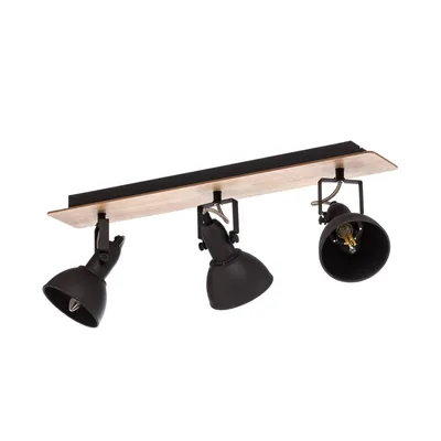 Produktbild von Lindby Deckenlampe Aylis, 3-flg., 60 cm, schwarz, Holz, E14