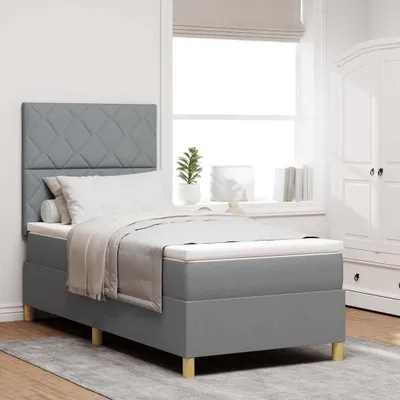 Obrázok produktu pre Maison Exclusive – LED boxspringová posteľ s čelom, svetlosivá, 90 x 190 cm, látka