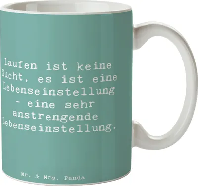 Produktbild von Mr. & Mrs. Panda Kaffeetasse Spruch Laufen Lebensstil - Meeresbrise - Geschenk, Teamsport, Sportart, Leidenschaft, milchkaffeetasse, lauffans, Sportler, Marathons, Sport