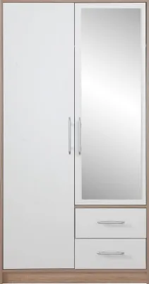 Produktbild von Masseno Drehtürenschrank VANO 100/190/56cm 2-türig mit Spiegel Weiß