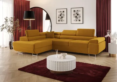 Produktbild von Ecksofa Schlafsofa Sofa MONARO Stoff Poso Honiggelb Ottomane Links