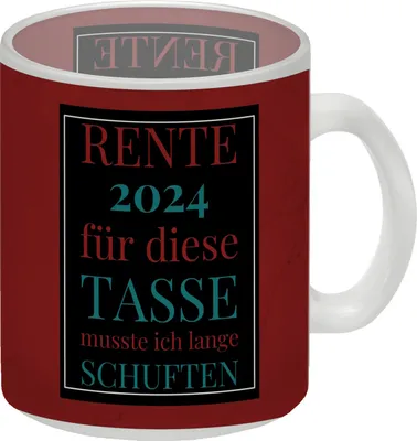 Produktbild von Rente 2024 Glas Tasse eine bunte Tasse für Rentner in rot