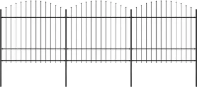 Produktbild von Gartenzaun mit Speerspitzen Stahl (1,5 - 1,75) x 5,1 m Schwarz