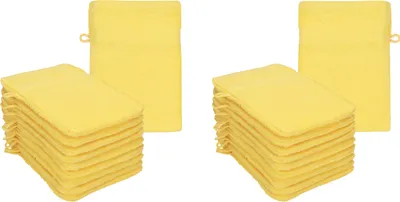 Produktbild von Betz 20 Stück Waschhandschuhe 16x21 cm PREMIUM 100% Baumwolle Farbe: gelb