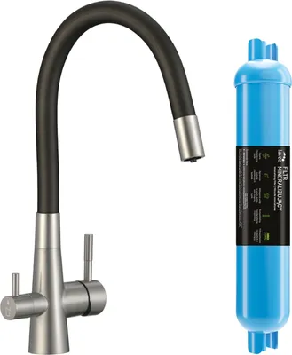 Produktbild von Spültischarmatur mit flexiblem Auslauf + Riveco Laveo Mineralisierungsfilter