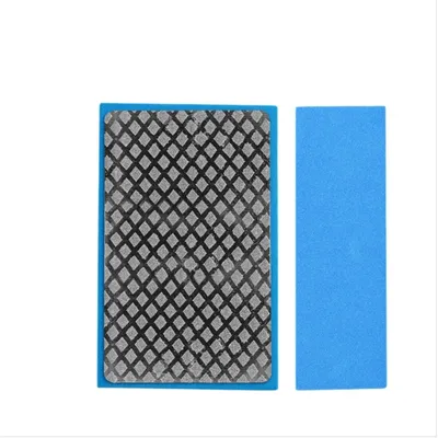 Produktbild von INF 4er-Pack 200 Grit Diamant-Handpads mit Schwammrücken für Fliesenkanten-Reparatur und Polieren, Blau/Dunkelblau, Komfortgriff