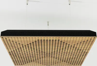 Obrázek produktu pro 2-dílné akustické stropní panely "WILDS-C" s montážní sadou | Absorpce - Difuze - Odraz - Zvuková izolace - Izolace | Akustický panel Cloud | 50x50x5cm | Barva: Dub