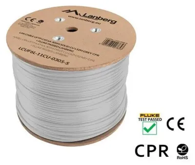 Produktbild von Lanberg Verlegekabel Cat. 6A UFTP 305m grau, Kupfer, LSZH, C