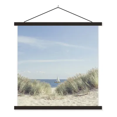 Produktbild von MuchoWow® Textilposter Nordsee - Dünen - Boot 90x90 cm mit schwarzem Rahmen - Magnetisches