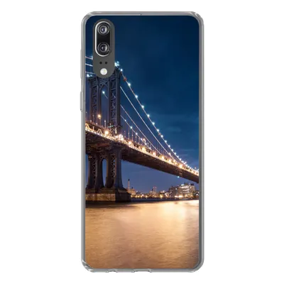 Produktbild von MuchoWow® Handyhülle Schutzhülle Hülle für Huawei P20 New York - Manhattan - Mond Silikon Softcase Handy Hülle - Hardcover