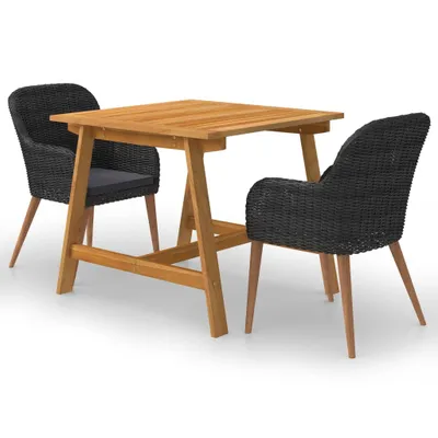 Produktbild von The Living Store 3-tlg. Garten-Essgruppe Schwarz
