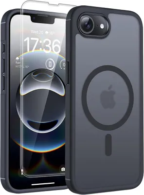 Image de Coque et 2 Verres Trempés pour iPhone 16e avec Anneau Magnétique, Protection Antichoc Noir