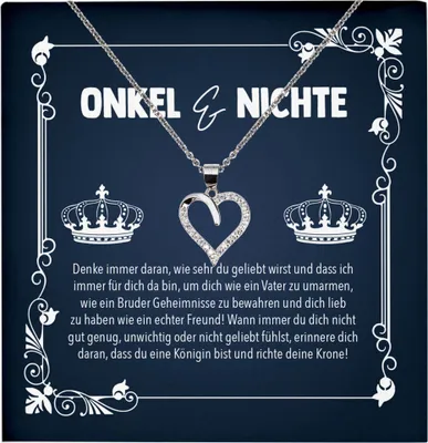 Produktbild von 22Feels Nichte Geschenk von Onkel Herz Halskette mit Karte Mädchen Frauen Geburtstag Weihnachten Firmung Konfirmation Ostern (Damen Mädchen Silber 925/000 Schmuck)