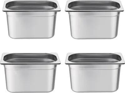 Produktbild von Vogue GN-Behälter GN1/4 - 15cm - 4 Behälter - Edelstahl