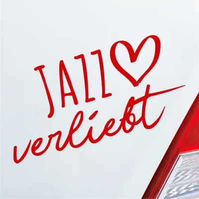 Produktbild von Auto Aufkleber Jazz verliebt Musik Herz Liebe Car 19x10 cm Rot Sticker Heckscheibenaufkleber
