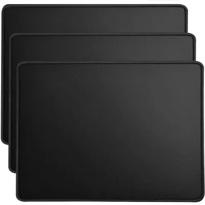 Immagine prodotto di Set di 3 tappetini per mouse con bordo cucito, base in gomma antiscivolo, impermeabili, dimensioni 260x210x3 mm, colore nero