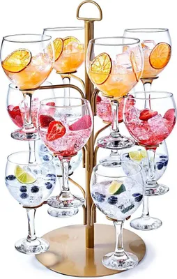 Produktbild von Etagere für Gin und Cocktails, Cocktailbaum, Servierturm, 34 x 34 x 54 cm, Edelstahl, Gold - Artesà