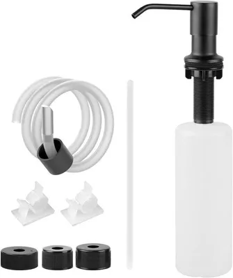 Productafbeelding van Zeepdispenser voor keukenspoelbakken met een 500 ml fles, inclusief slang en diverse aansluitstukken