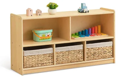 Immagine prodotto di Scaffale per libri per bambini, scaffale Montessori, 2 ripiani, 5 scomparti, legno, 113x60x30 cm