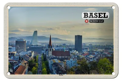 Produktbild von Blechschild Reise Basel Schweiz Skyline Architektur 18x12cm Schild