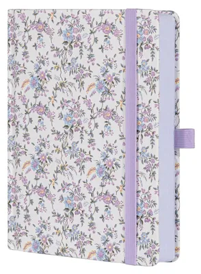 Immagine prodotto di Quaderno A5, formato a righe, 190 pagine, grammatura 160 g/m², colore lilla, copertina con motivo floreale