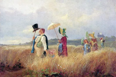 Produktbild von Carl Spitzweg Kunstdruck Bild - Der Sonntagsspaziergang (80 x 120 cm)