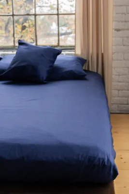 Produktbild von Spannbettlaken mit Gummi Nanobavlna – blau | 200 x 200 x 20 cm