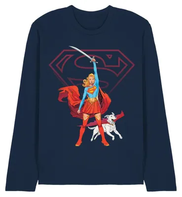 Obrázok produktu pre Tričko Supergirl – „Woman Of Tomorrow“ pre mužov/ženy, uni, s dlhými rukávmi TV34589 (S) (námornícka modrá)