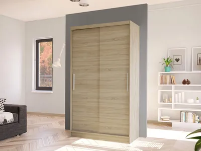 Obrázek produktu pro Úzká šatní skříň 100 cm s posuvnými dveřmi ARAPO 1 - dub sonoma
