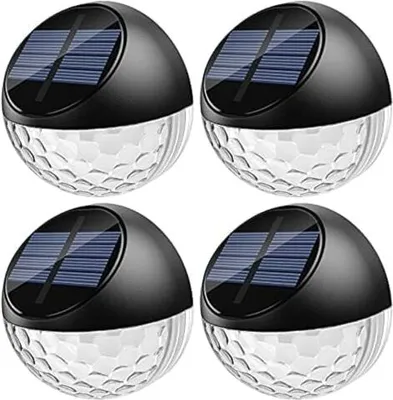 Zdjęcie produktu dla Quntis Zestaw 4 zewnętrznych słonecznych lamp ściennych, wodoodporna ściana IP65, ciepłe białe światło ogrodowe LED, oświetlenie ogrodzenia, lampa dekoracyjna, taras balkonowy Tre