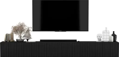 Produktbild von TV-Wandschrank TV-Schrank Glamour Elpis Modern Lindner Möbel 300cm x 37,5cm x 36,5cm Farbe: Schwarz matt - Italienische Tiefmattfolie