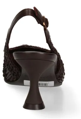 Produktbild von Décolleté Open-Toe Damen Leder Braun mit handwerklichem Flechtwerk Earth 36 ME-2601-335 TERRA-36