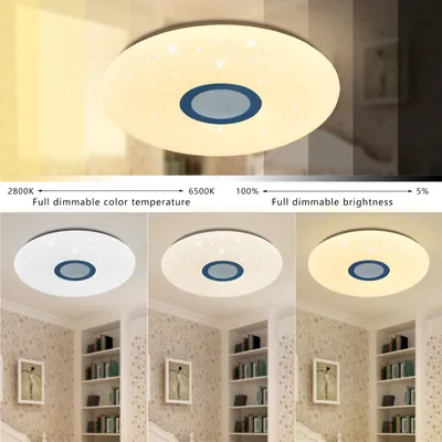 Produktbild von Led Deckenleuchte mit APP-Steuerung und Fernbedienung JDONG Bluetooth Deckenlampe 36W-54W,sternenhimmel Durchmesser 50CM, dimmbar, 3000-6500 Kelvin, Farbwechsel,Weißes Rauschen