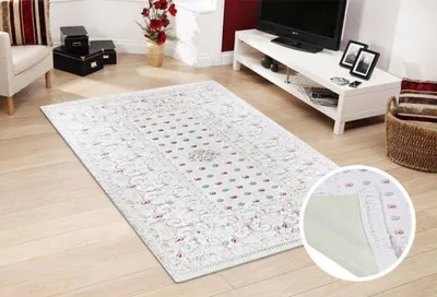 Produktbild von Dinarsu Waschbarer Teppich 1013-Cream 4mm 6x Größen Läufer Cream : 80x150 cm