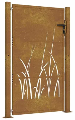Produktbild von vidaXL Gartentor 100x125 cm Cortenstahl Gras-Design