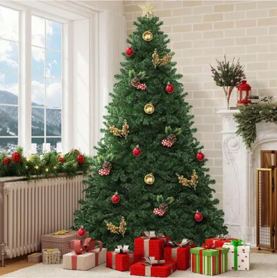 Produktbild von 182cm Künstlicher Weihnachtsbaum, mit 880 Spitzen, Naturgetreu, Kieferbaum mit Metallständer, Schnellaufbau, Φ115cm