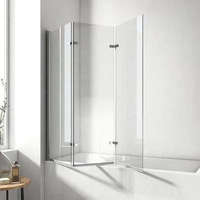 Produktbild von Faltbare Duschwand für Badewanne 120 x 140 cm - 3-teilig Sicherheitsglas