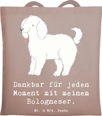 Produktbild von Mr. & Mrs. Panda Schultasche Bologneser Moment - Braun Pastell - Geschenk, Tasche, Laptoptasche, Jutebeutel, Tote Bag, umhängebeutel, Uni