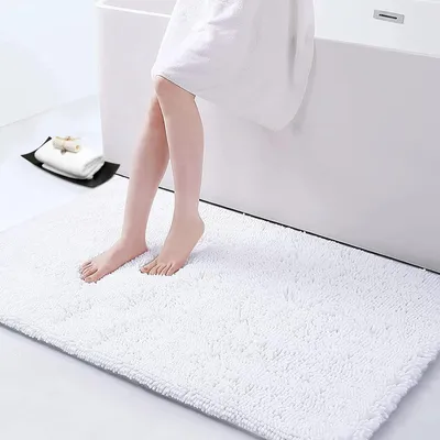 Produktbild von Rutschfeste Badmatte aus Weichem Chenille Mikrofaser - 60x120cm, Weiß