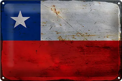 Produktbild von Blechschild Flagge Chiles 30x20cm Flag of Chile Rost
