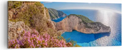 Produktbild von Bild auf Leinwand - Leinwandbild - Meer Sommer Blume - 140x50cm - Wand Bild - Wanddeko - Wandbilder - Leinwanddruck - Bilder - Kunstdruck - Wanddekoration - Leinwand bilder - Wandkunst - AB140x50-3741